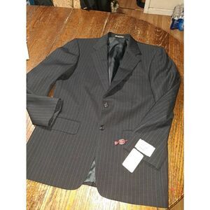 New 42S Shawn Thomas Michael Black Pinstripe Suit Sports Coat Jacket Blazer NWT
